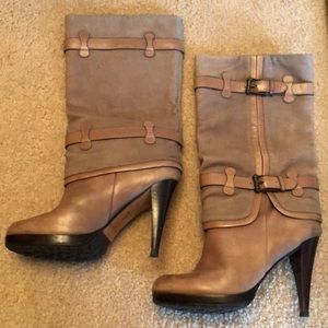 Cole Han Nike Air boots in tan leather & suede